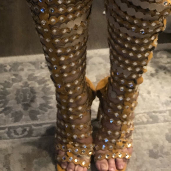 Cape Robbin Open Toe Lace Up Gladiator Over The Knee Thigh High Caged Sandals - Picture 13 of 16